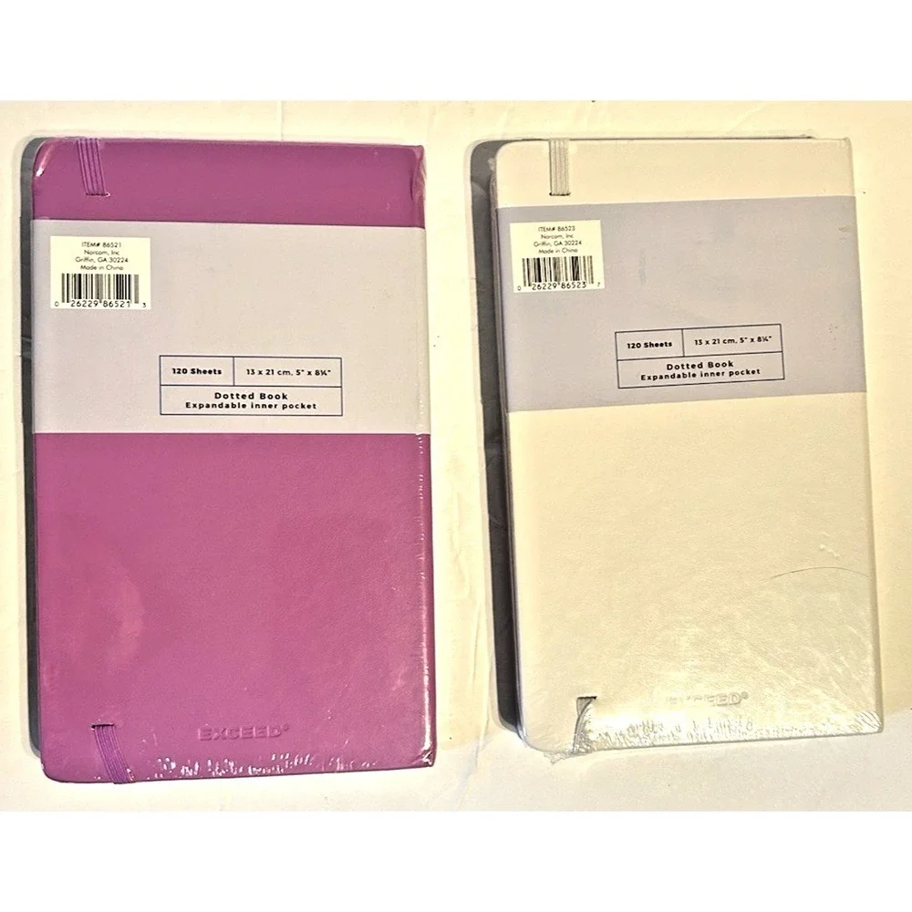 2pk Exceed Dotted Books White/Pink Hard Cover Heavyweight Paper 78gsm